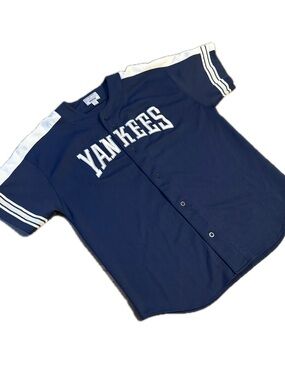 90's Starter New York Yankees Jersey Size XXL Navy Blue Button Down Closure